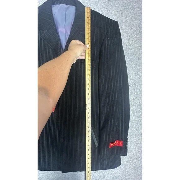 Inserch Limited Edition Suit Men 2XL Black Pinstripe Jacket Pants Style Unhemmed